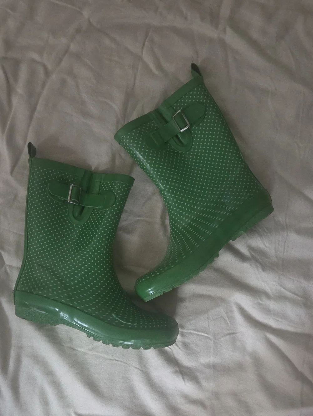 Janie and Jack Green Polka Dot Kids Rain Boots Size 2